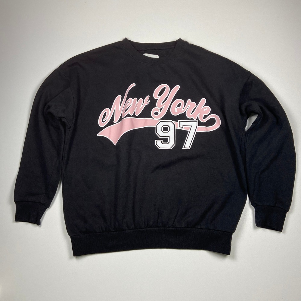 No Boundaries New York 97 Graphic Sweatshirt Black Size L 12-14 Y2K Aesthetic